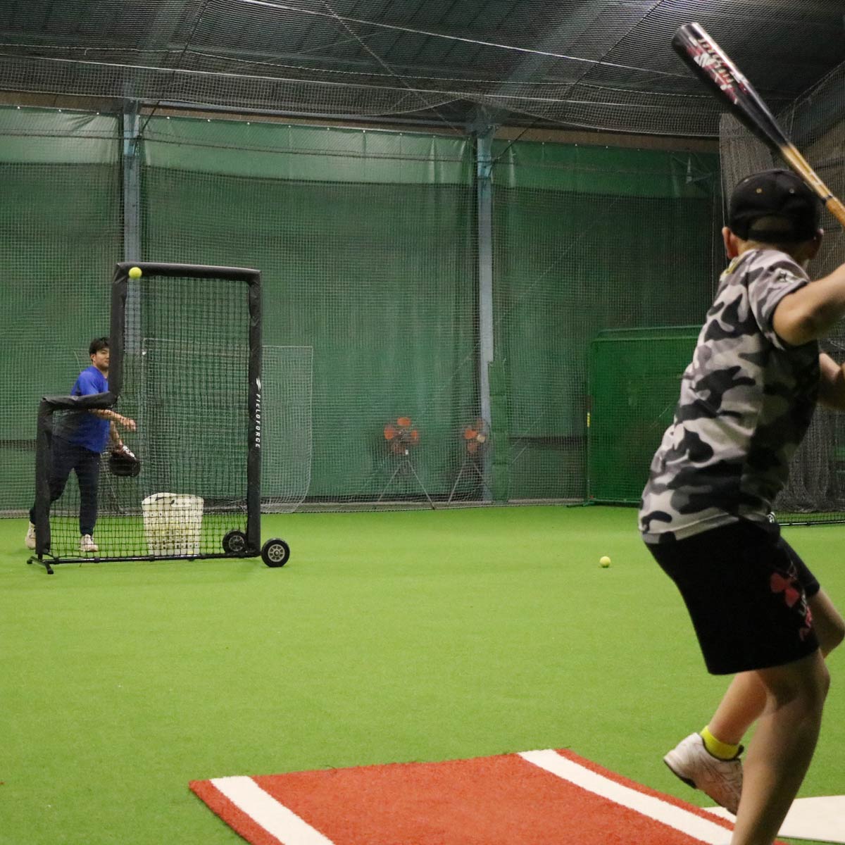 L字投手用ダブルネット-タイヤ付き|FBNP-2024WT