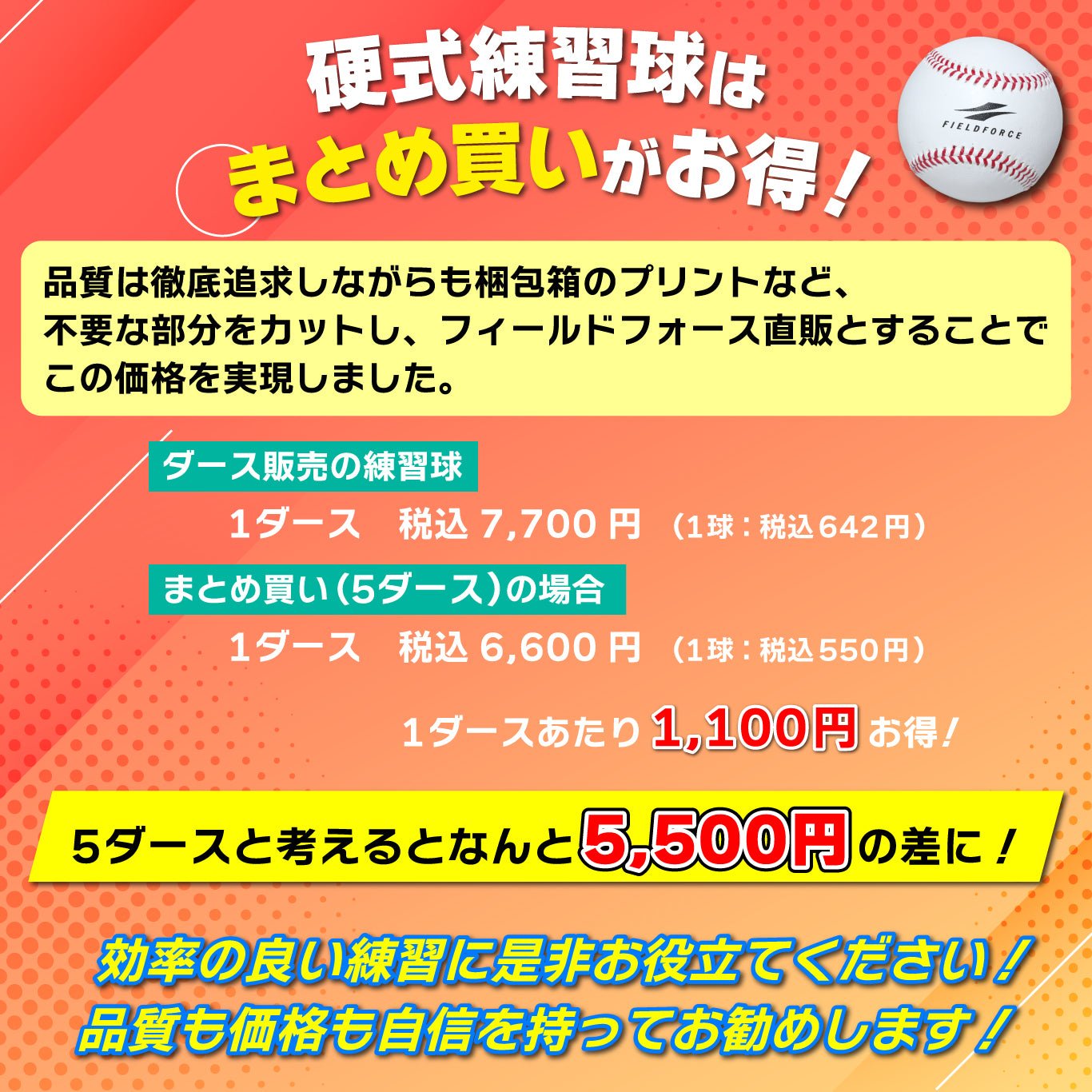 【まとめ買い】硬式練習球│60球(5ダース)
